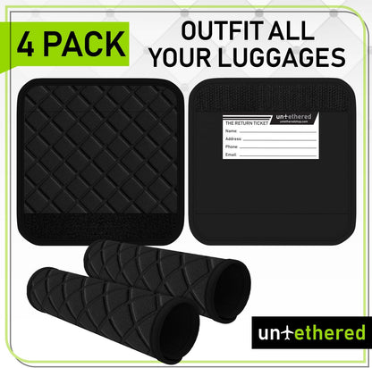 Luggage Handle Wraps (4-Pack) | Padded Suitcase Handle Covers with Diamond-Grip Design – Comfortable Neoprene Travel Handle Wraps for Luggage, Bags & Suitcases. (4-Pack | Green)