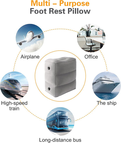 Inflatable Foot Rest Pillow for Travel, Kids/Adults Airplane Travel Pillow-Adjustable Height for Kids to Sleep While Traveling,Suitable for Airplane, Office, Home, Cars and Any Travel