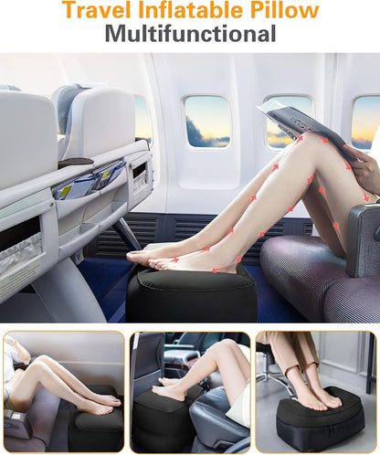 Inflatable Foot Rest Pillow for Travel, Kids/Adults Airplane Travel Pillow-Adjustable Height for Kids to Sleep While Traveling,Suitable for Airplane, Office, Home, Cars and Any Travel