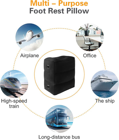 Inflatable Foot Rest Pillow for Travel, Kids/Adults Airplane Travel Pillow-Adjustable Height for Kids to Sleep While Traveling,Suitable for Airplane, Office, Home, Cars and Any Travel