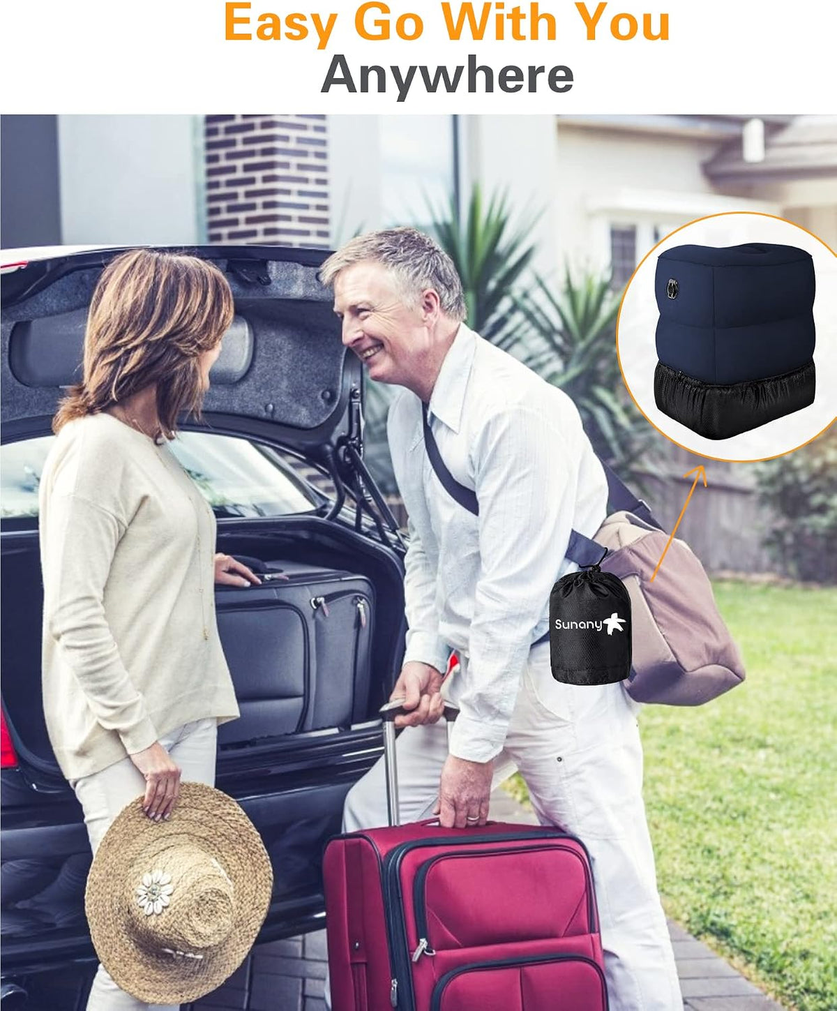 Inflatable Foot Rest Pillow for Travel, Kids/Adults Airplane Travel Pillow-Adjustable Height for Kids to Sleep While Traveling,Suitable for Airplane, Office, Home, Cars and Any Travel