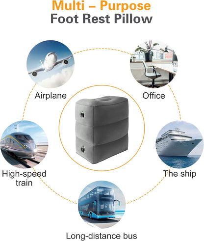 Inflatable Foot Rest Pillow for Travel, Kids/Adults Airplane Travel Pillow-Adjustable Height for Kids to Sleep While Traveling,Suitable for Airplane, Office, Home, Cars and Any Travel