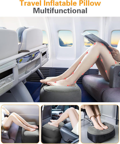 Inflatable Foot Rest Pillow for Travel, Kids/Adults Airplane Travel Pillow-Adjustable Height for Kids to Sleep While Traveling,Suitable for Airplane, Office, Home, Cars and Any Travel