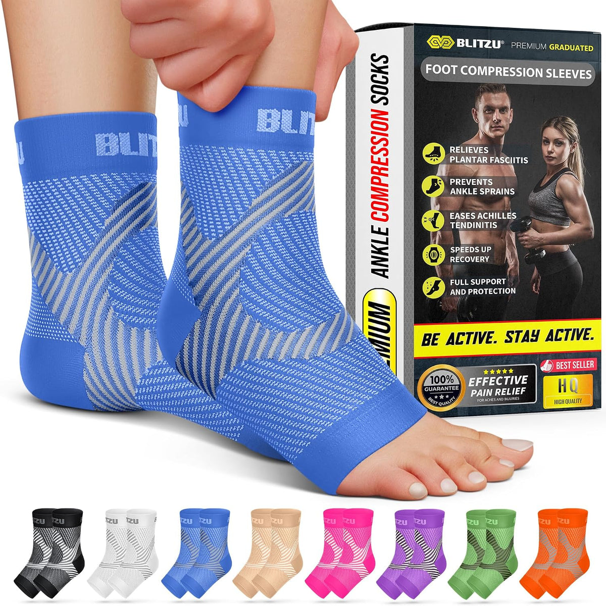 Compression Socks for Plantar Fasciitis, Foot, Arch & Ankle Support