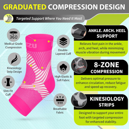 Compression Socks for Plantar Fasciitis, Foot, Arch & Ankle Support