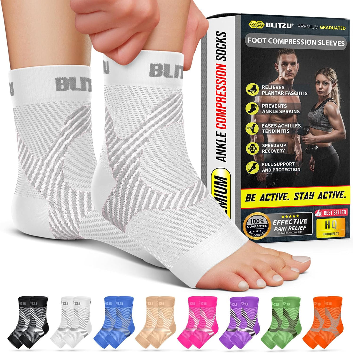 Compression Socks for Plantar Fasciitis, Foot, Arch & Ankle Support
