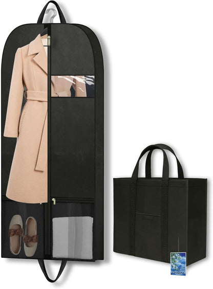 Suit Garment Bag for Men, 54-Inch Travel Cover with Rear Zip Storage