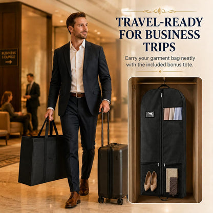 Suit Garment Bag for Men, 54-Inch Travel Cover with Rear Zip Storage