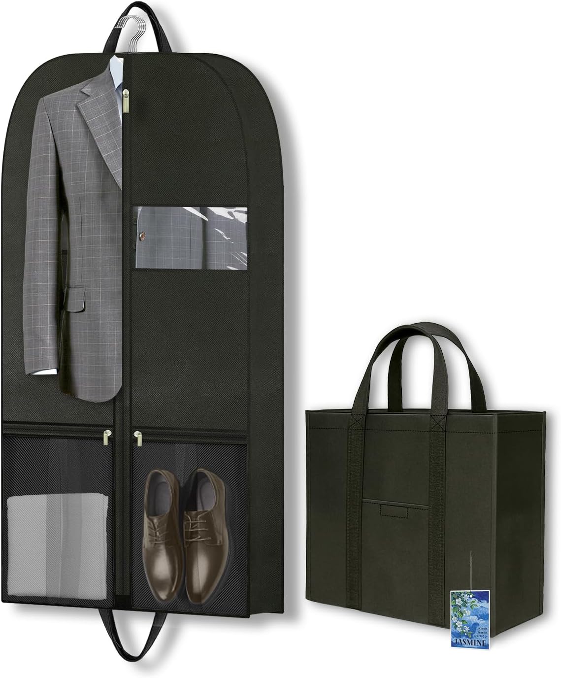 Suit Garment Bag for Men, 54-Inch Travel Cover with Rear Zip Storage