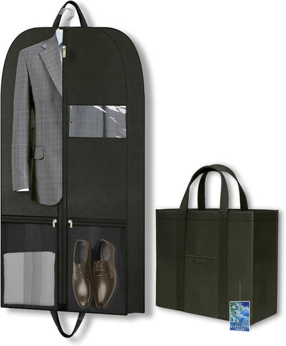 Suit Garment Bag for Men, 54-Inch Travel Cover with Rear Zip Storage