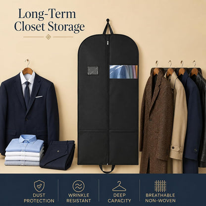 Suit Garment Bag for Men, 54-Inch Travel Cover with Rear Zip Storage