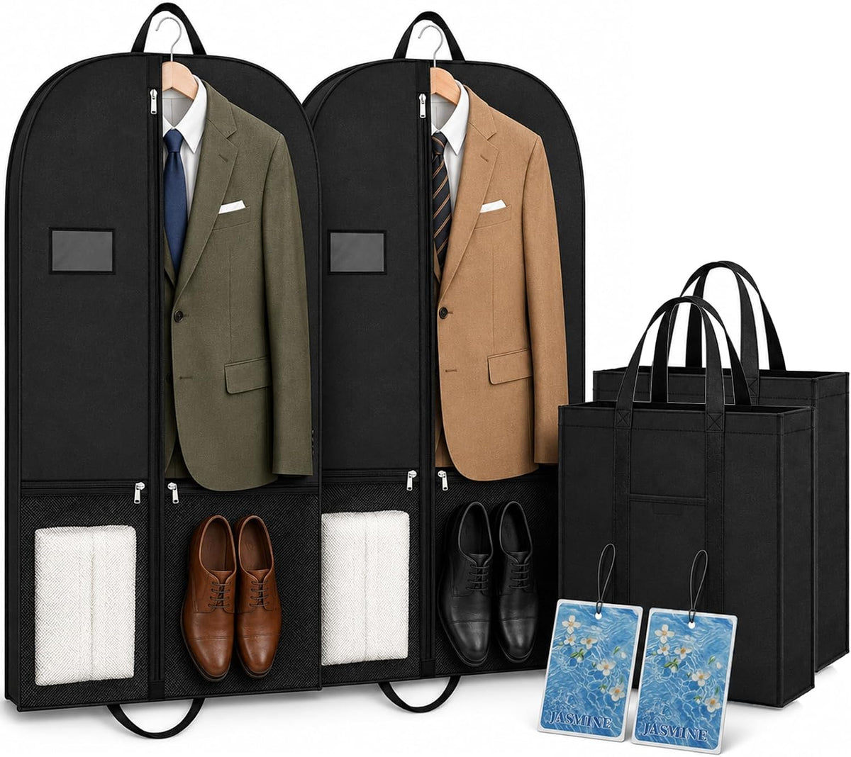 Suit Garment Bag for Men, 54-Inch Travel Cover with Rear Zip Storage