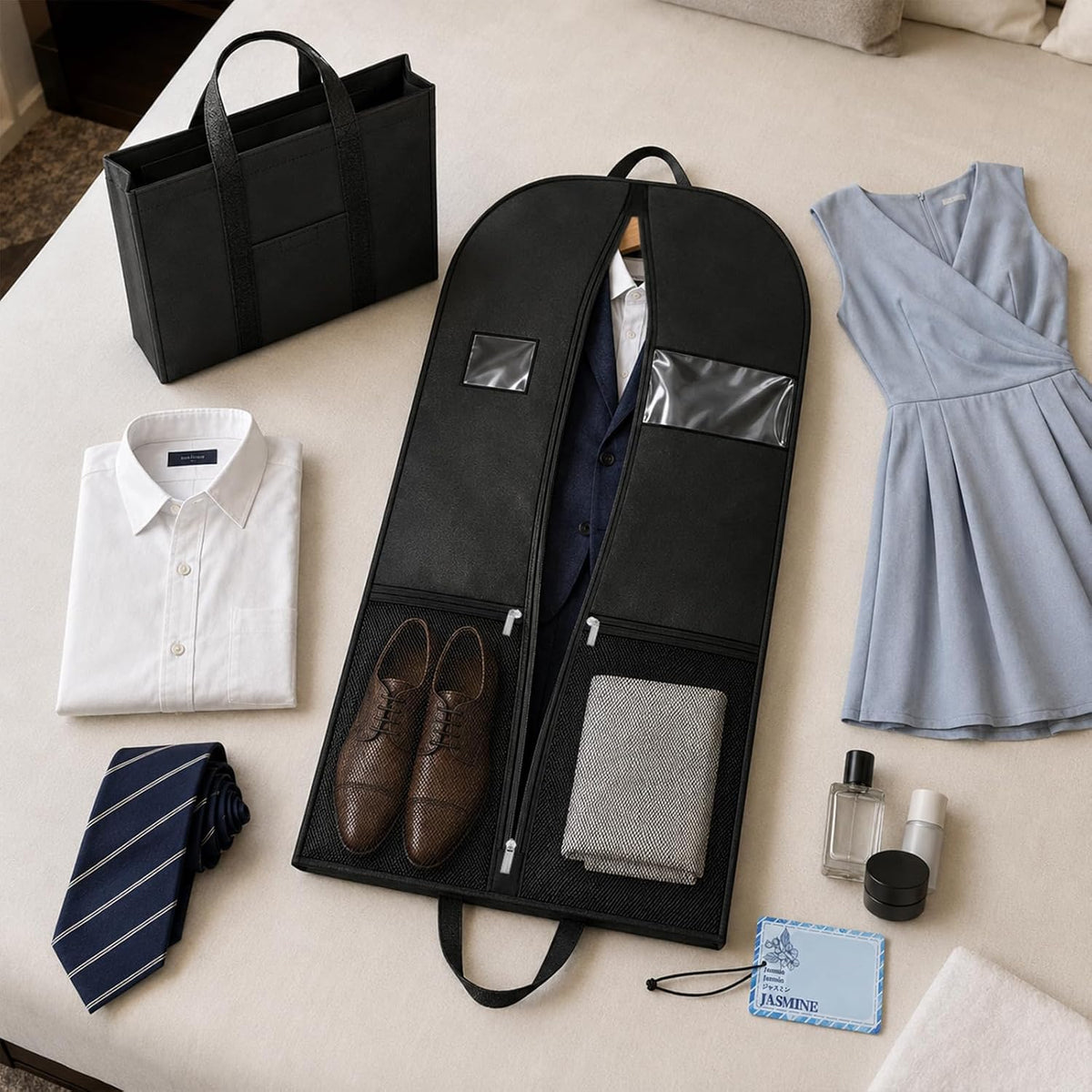 Suit Garment Bag for Men, 54-Inch Travel Cover with Rear Zip Storage