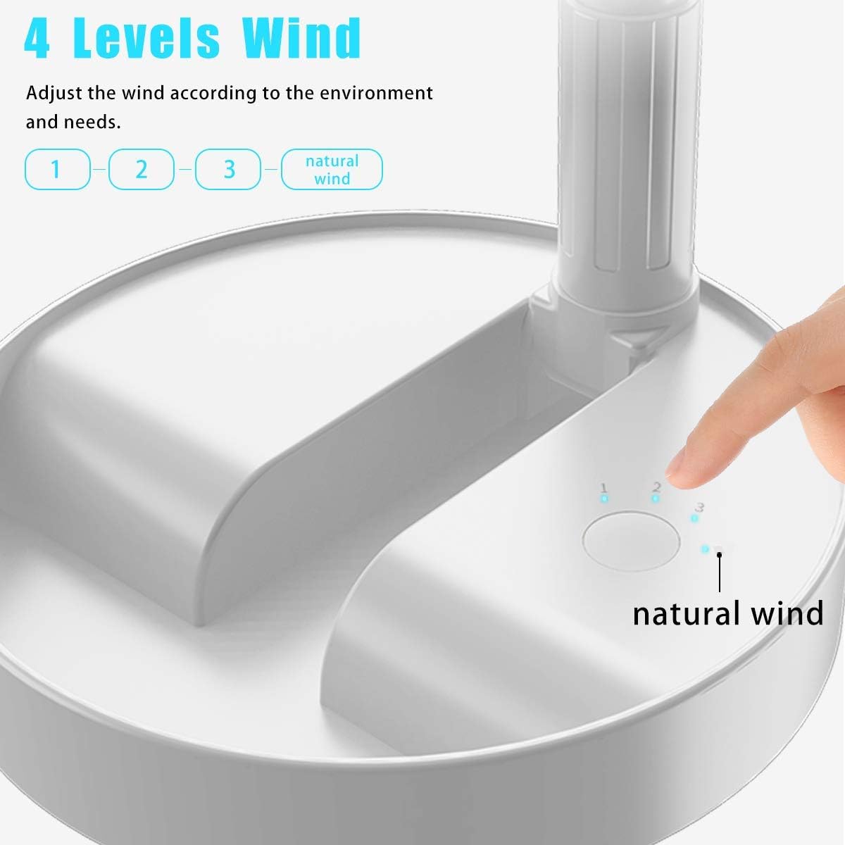 Stand Fan,Folding Portable Telescopic Floor/USB Desk Fan with 7200mAh Rechargeable Battery,4 Speeds Super Quiet Adjustable Height and Head Great for Office Home Outdoor Camping