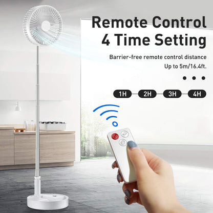 Stand Fan,Folding Portable Telescopic Floor/USB Desk Fan with 7200mAh Rechargeable Battery,4 Speeds Super Quiet Adjustable Height and Head Great for Office Home Outdoor Camping