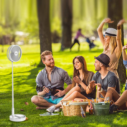 Stand Fan,Folding Portable Telescopic Floor/USB Desk Fan with 7200mAh Rechargeable Battery,4 Speeds Super Quiet Adjustable Height and Head Great for Office Home Outdoor Camping