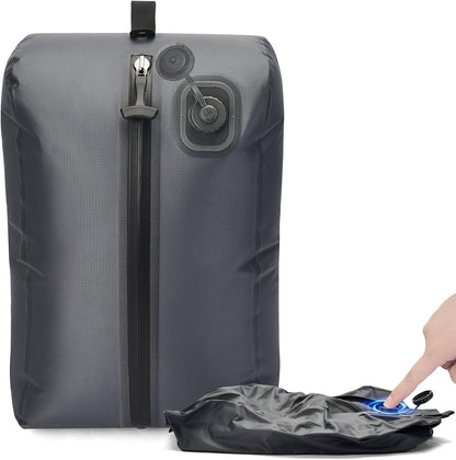 One-Touch Vacuum Storage Bags - Pump-Free with USB-C Charging, Waterproof Airtight Compression for Clothes, Bedding, Travel Gear - Space Saver for Suitcases, Hiking & Camping(Gray)