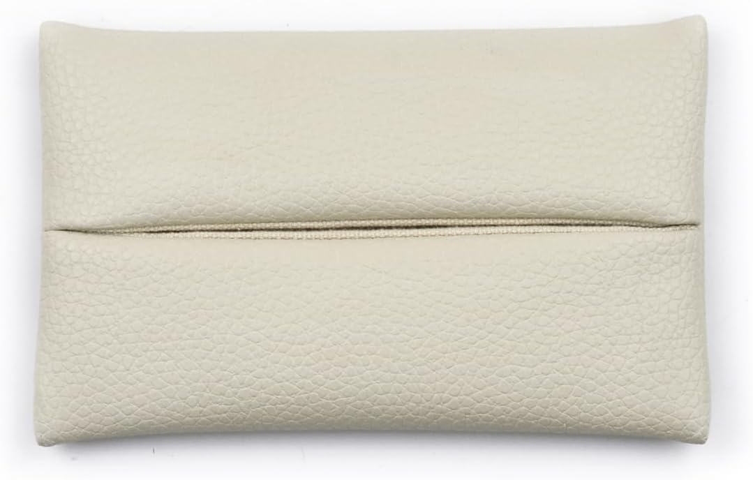 Pocket Tissue Holder for Purse Small PU Leather Case Cover On-the-Go Travel Tissue Pouch (Black)