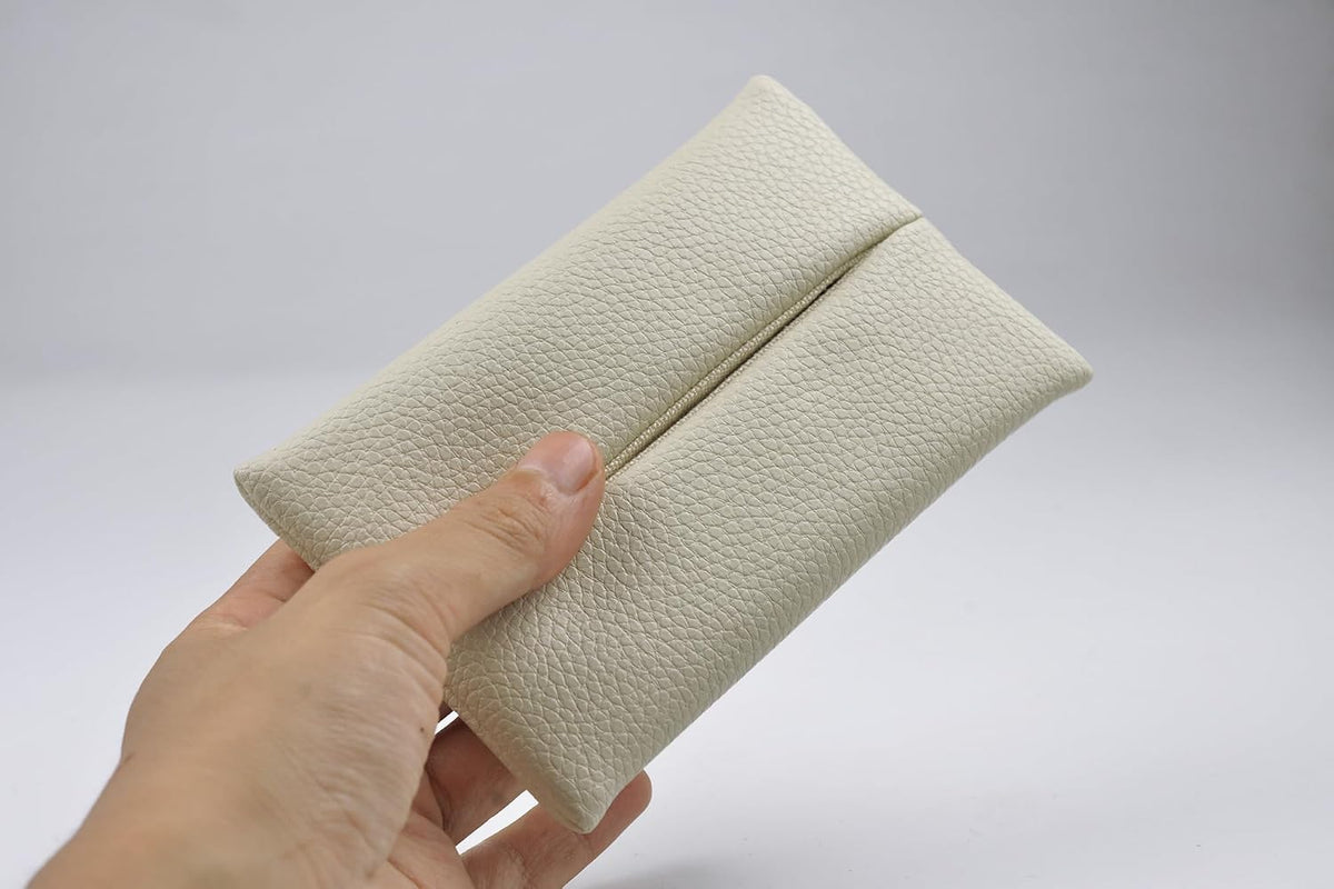 Pocket Tissue Holder for Purse Small PU Leather Case Cover On-the-Go Travel Tissue Pouch (Black)