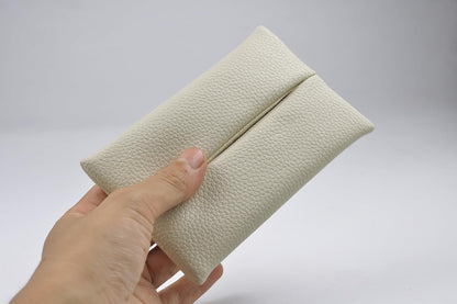 Pocket Tissue Holder for Purse Small PU Leather Case Cover On-the-Go Travel Tissue Pouch (Black)