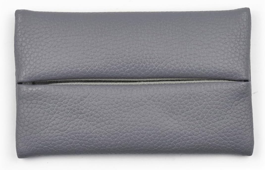 Pocket Tissue Holder for Purse Small PU Leather Case Cover On-the-Go Travel Tissue Pouch (Black)