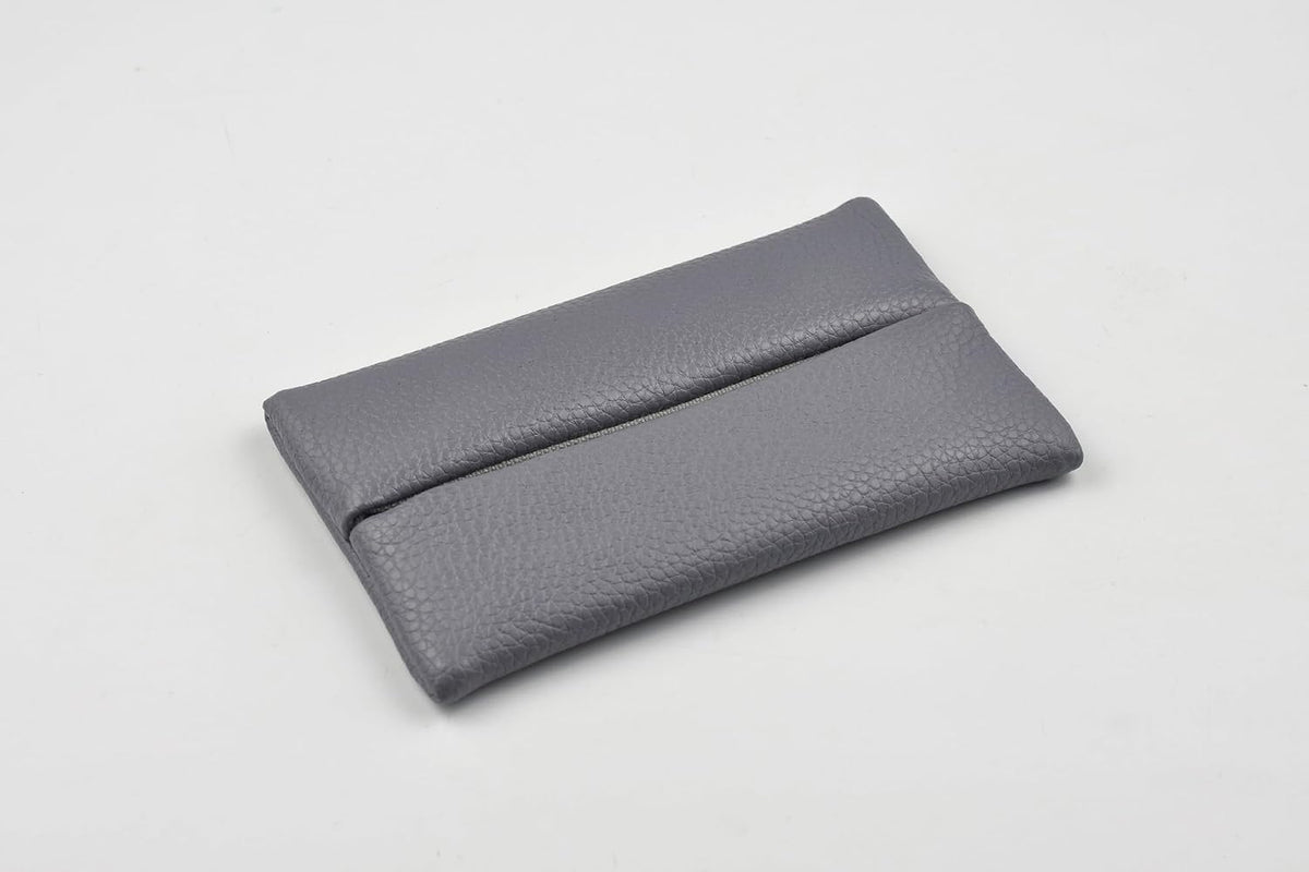Pocket Tissue Holder for Purse Small PU Leather Case Cover On-the-Go Travel Tissue Pouch (Black)