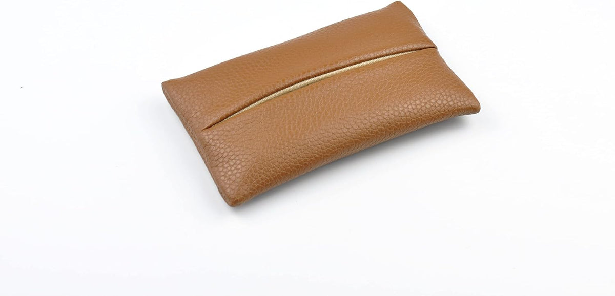 Pocket Tissue Holder for Purse Small PU Leather Case Cover On-the-Go Travel Tissue Pouch (Black)
