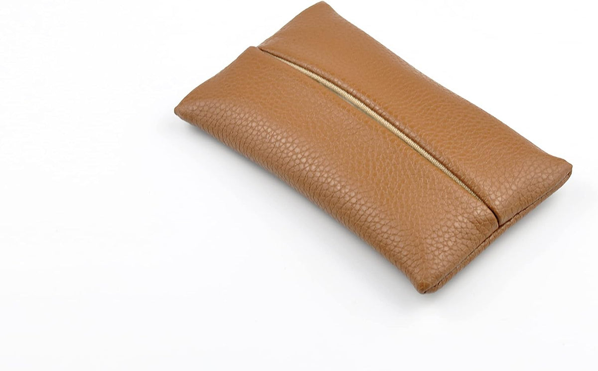Pocket Tissue Holder for Purse Small PU Leather Case Cover On-the-Go Travel Tissue Pouch (Black)