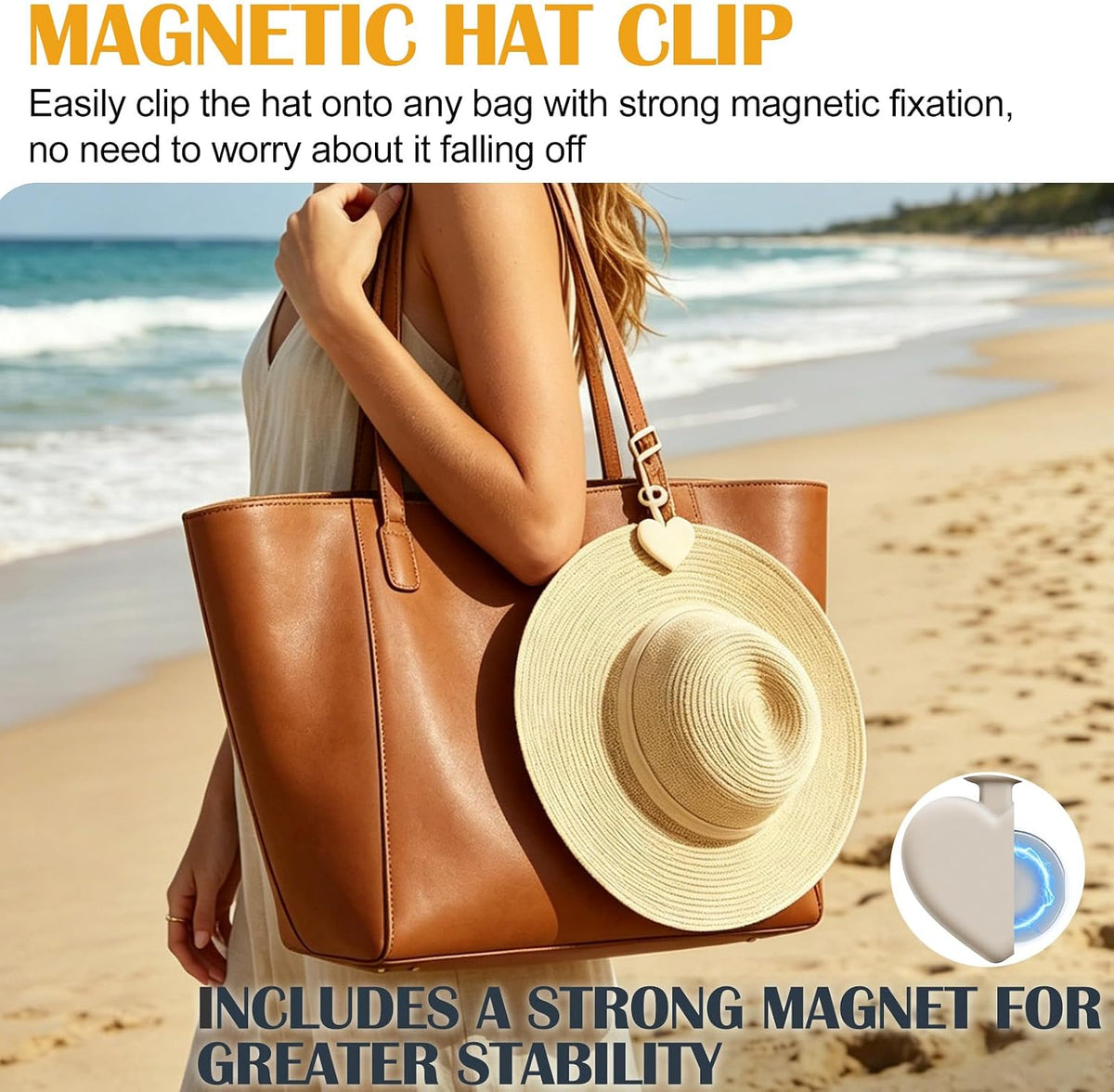 2 Pcs Magnetic Hat Clips for Travel on Bag, Silicone Sunhat Holder, Hat Clip for Caps & Beach Hats, Cap Clip for Beach