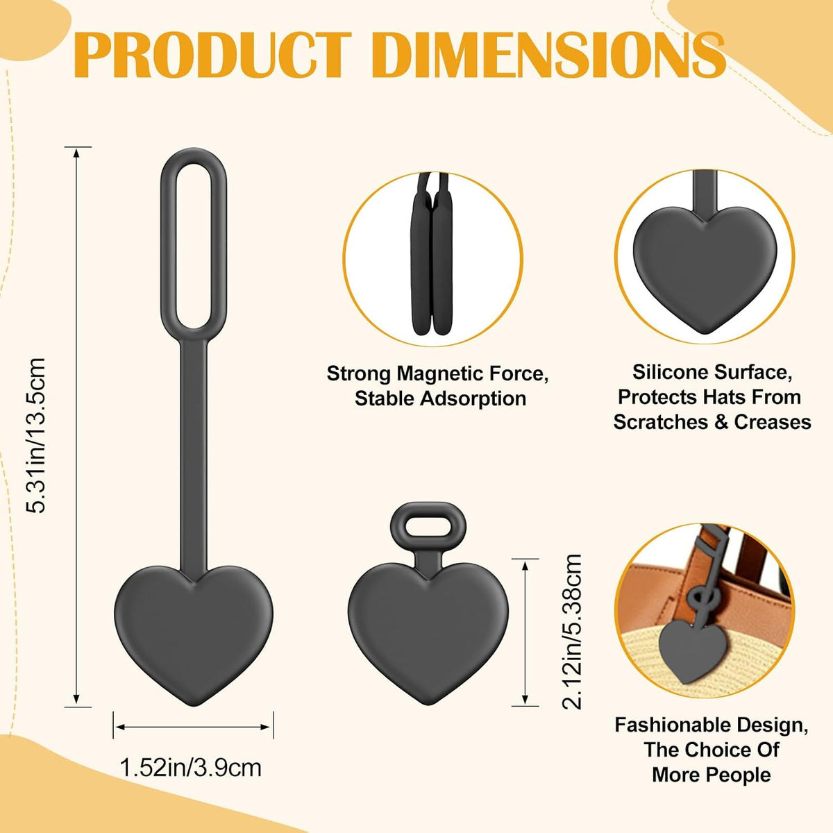 2 Pcs Magnetic Hat Clips for Travel on Bag, Silicone Sunhat Holder, Hat Clip for Caps & Beach Hats, Cap Clip for Beach