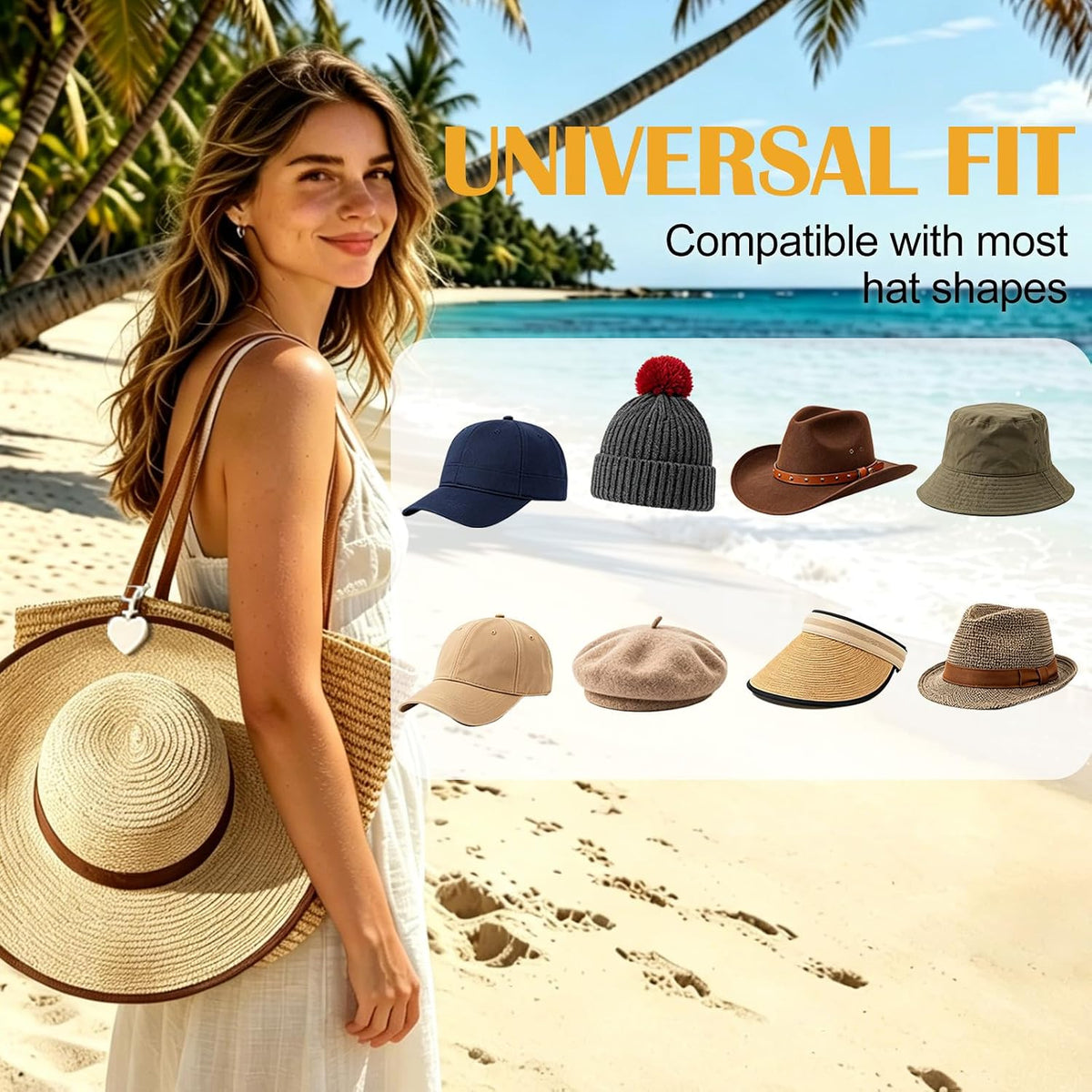 2 Pcs Magnetic Hat Clips for Travel on Bag, Silicone Sunhat Holder, Hat Clip for Caps & Beach Hats, Cap Clip for Beach