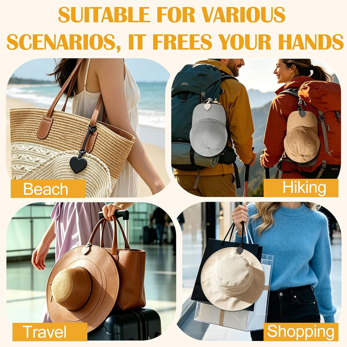 2 Pcs Magnetic Hat Clips for Travel on Bag, Silicone Sunhat Holder, Hat Clip for Caps & Beach Hats, Cap Clip for Beach