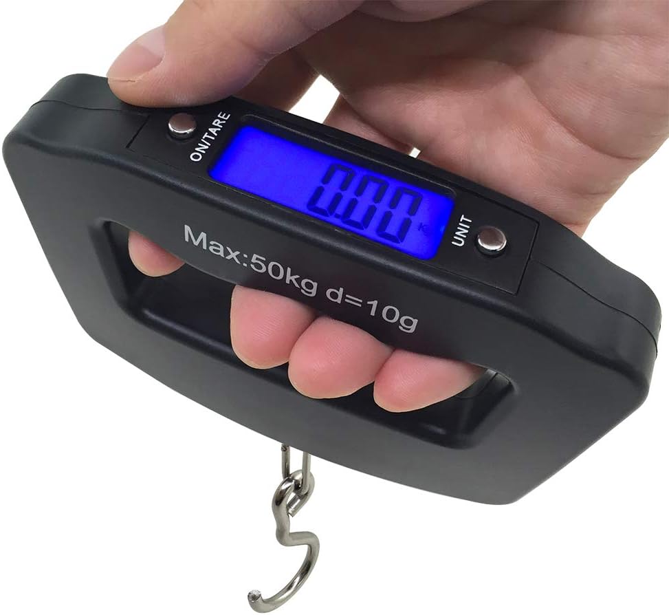 50Kg 10g Luggage Weight Scale, LCD Luggage Scale Travel Digital, Fish Scale, Home Electronic Portable Hanging Weight Hook Travel Luggage Scale