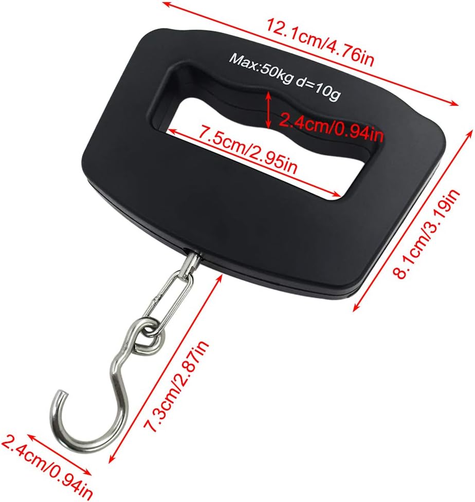 50Kg 10g Luggage Weight Scale, LCD Luggage Scale Travel Digital, Fish Scale, Home Electronic Portable Hanging Weight Hook Travel Luggage Scale