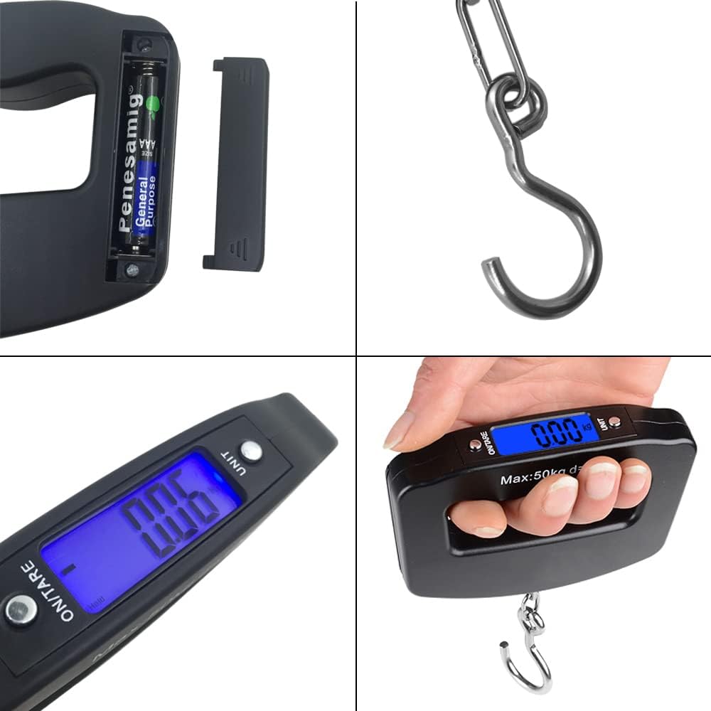50Kg 10g Luggage Weight Scale, LCD Luggage Scale Travel Digital, Fish Scale, Home Electronic Portable Hanging Weight Hook Travel Luggage Scale