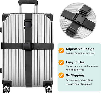 Luggage Straps for Suitcases TSA Approved, Travel Belt Suitcase Belt, Suitcase Straps TSA Approved, Luggage Belt Strap TSA Approved, Travel Straps for Luggage, Luggage Band Bag Straps 4 Pack