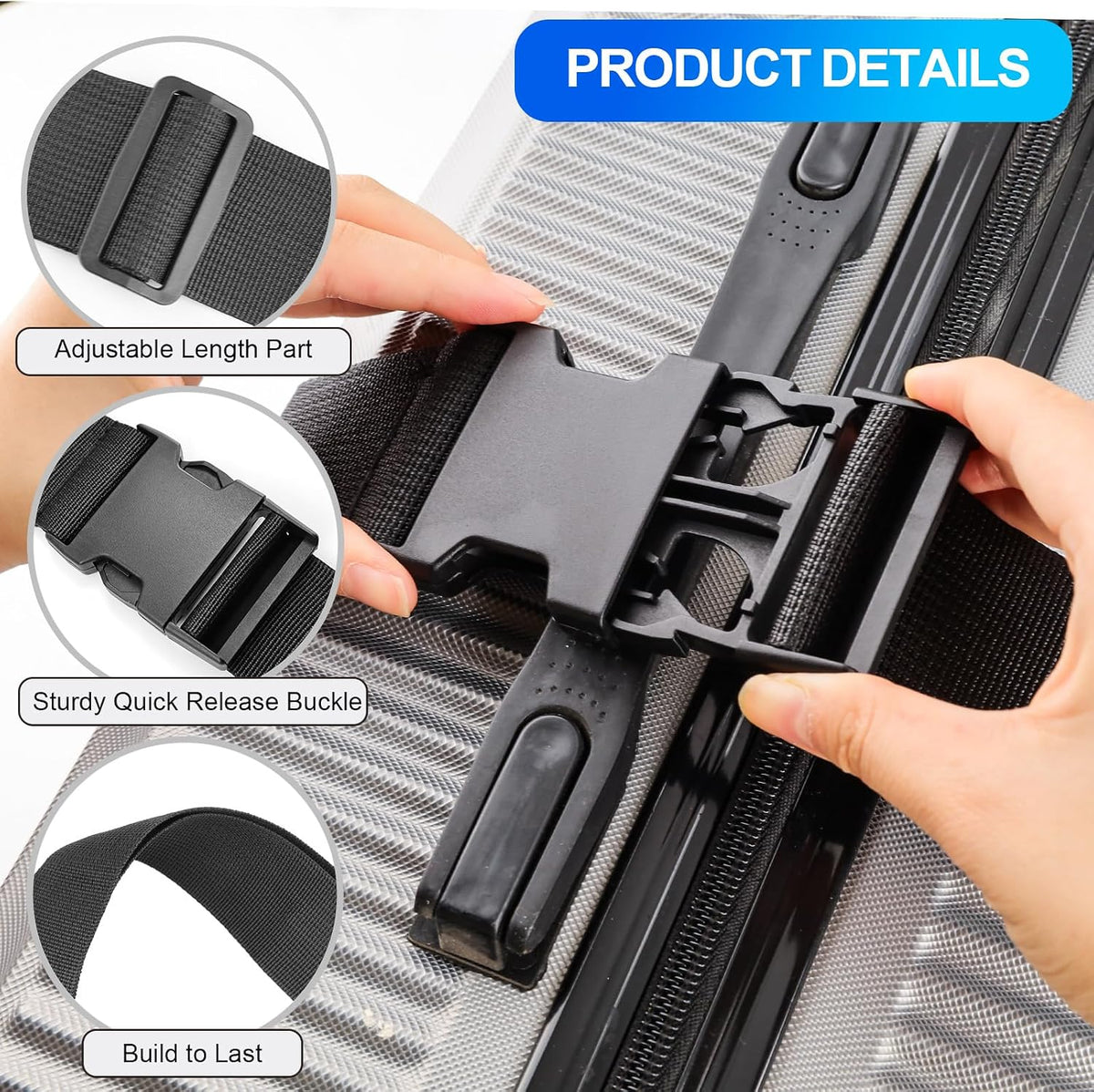 Luggage Straps for Suitcases TSA Approved, Travel Belt Suitcase Belt, Suitcase Straps TSA Approved, Luggage Belt Strap TSA Approved, Travel Straps for Luggage, Luggage Band Bag Straps 4 Pack