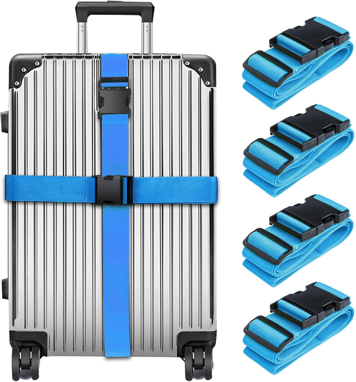 Luggage Straps for Suitcases TSA Approved, Travel Belt Suitcase Belt, Suitcase Straps TSA Approved, Luggage Belt Strap TSA Approved, Travel Straps for Luggage, Luggage Band Bag Straps 4 Pack