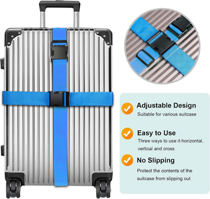 Luggage Straps for Suitcases TSA Approved, Travel Belt Suitcase Belt, Suitcase Straps TSA Approved, Luggage Belt Strap TSA Approved, Travel Straps for Luggage, Luggage Band Bag Straps 4 Pack
