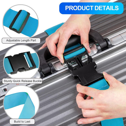 Luggage Straps for Suitcases TSA Approved, Travel Belt Suitcase Belt, Suitcase Straps TSA Approved, Luggage Belt Strap TSA Approved, Travel Straps for Luggage, Luggage Band Bag Straps 4 Pack