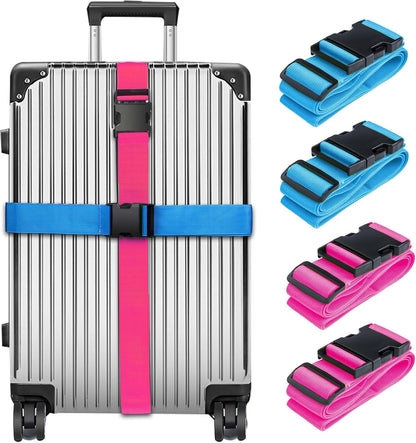 Luggage Straps for Suitcases TSA Approved, Travel Belt Suitcase Belt, Suitcase Straps TSA Approved, Luggage Belt Strap TSA Approved, Travel Straps for Luggage, Luggage Band Bag Straps 4 Pack