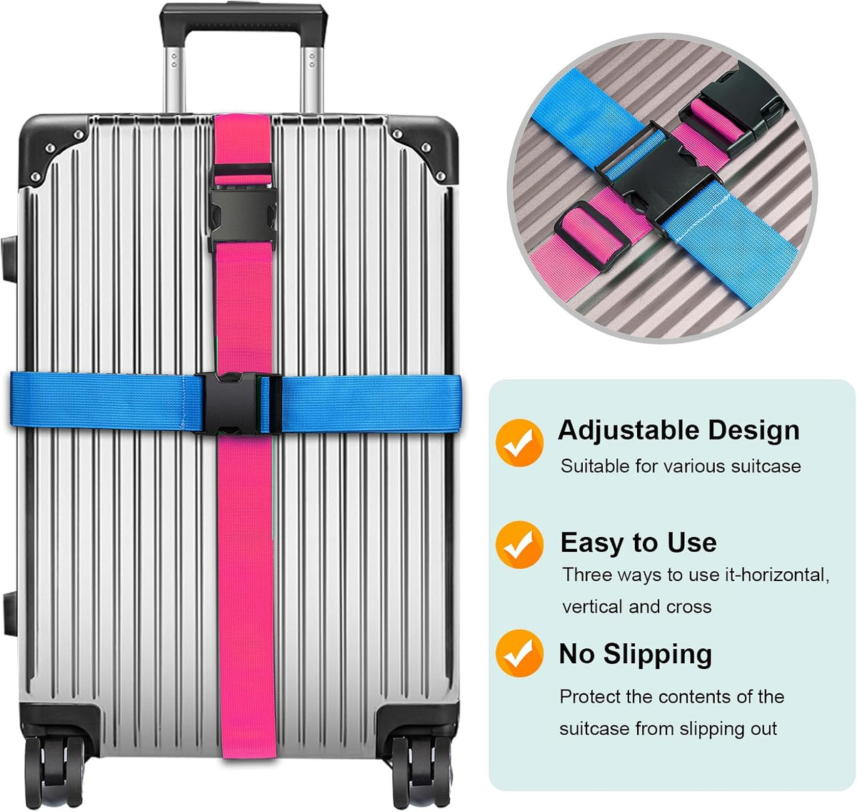 Luggage Straps for Suitcases TSA Approved, Travel Belt Suitcase Belt, Suitcase Straps TSA Approved, Luggage Belt Strap TSA Approved, Travel Straps for Luggage, Luggage Band Bag Straps 4 Pack