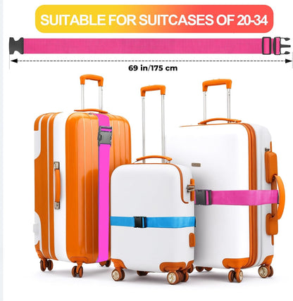Luggage Straps for Suitcases TSA Approved, Travel Belt Suitcase Belt, Suitcase Straps TSA Approved, Luggage Belt Strap TSA Approved, Travel Straps for Luggage, Luggage Band Bag Straps 4 Pack