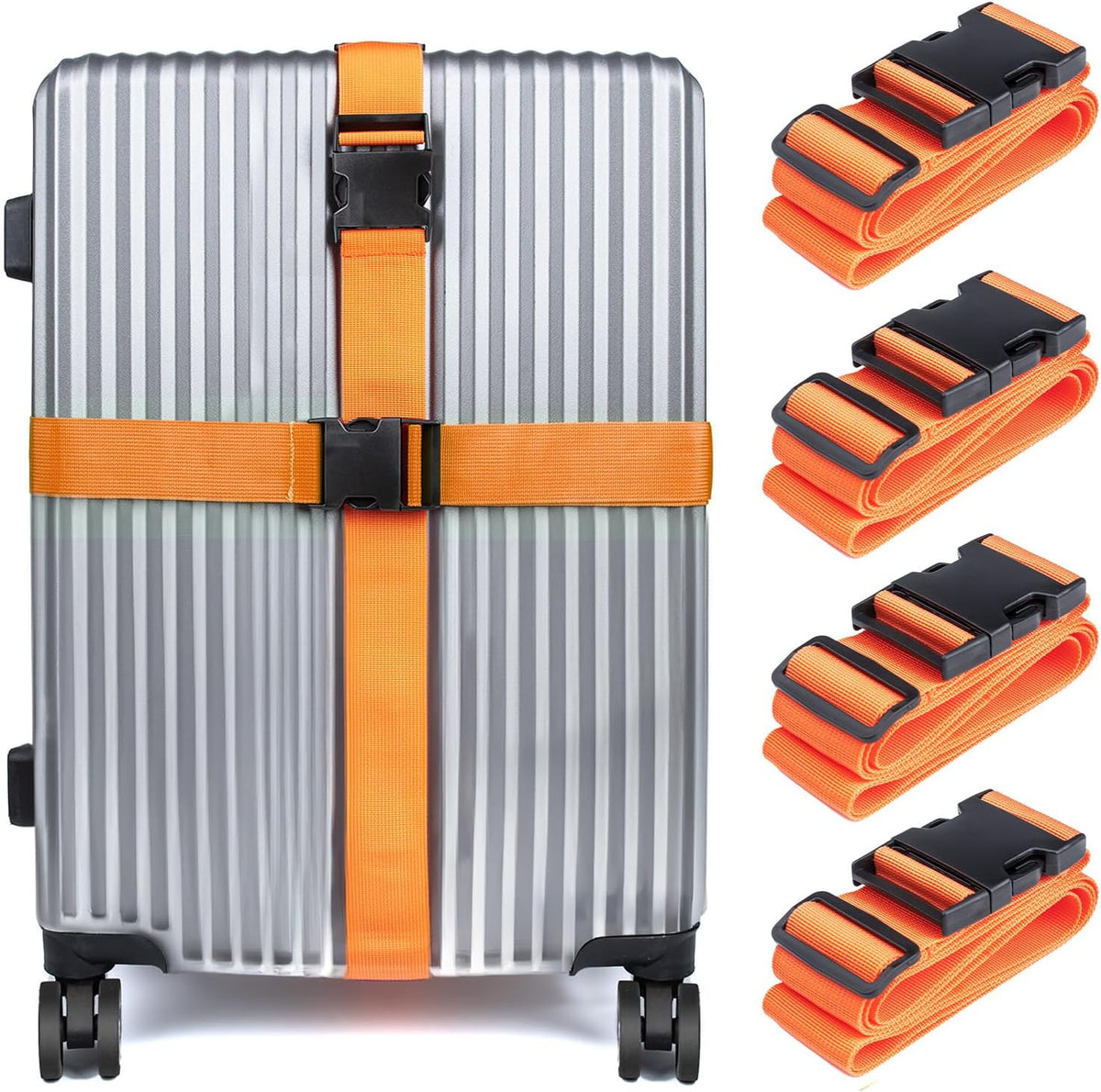 Luggage Straps for Suitcases TSA Approved, Travel Belt Suitcase Belt, Suitcase Straps TSA Approved, Luggage Belt Strap TSA Approved, Travel Straps for Luggage, Luggage Band Bag Straps 4 Pack