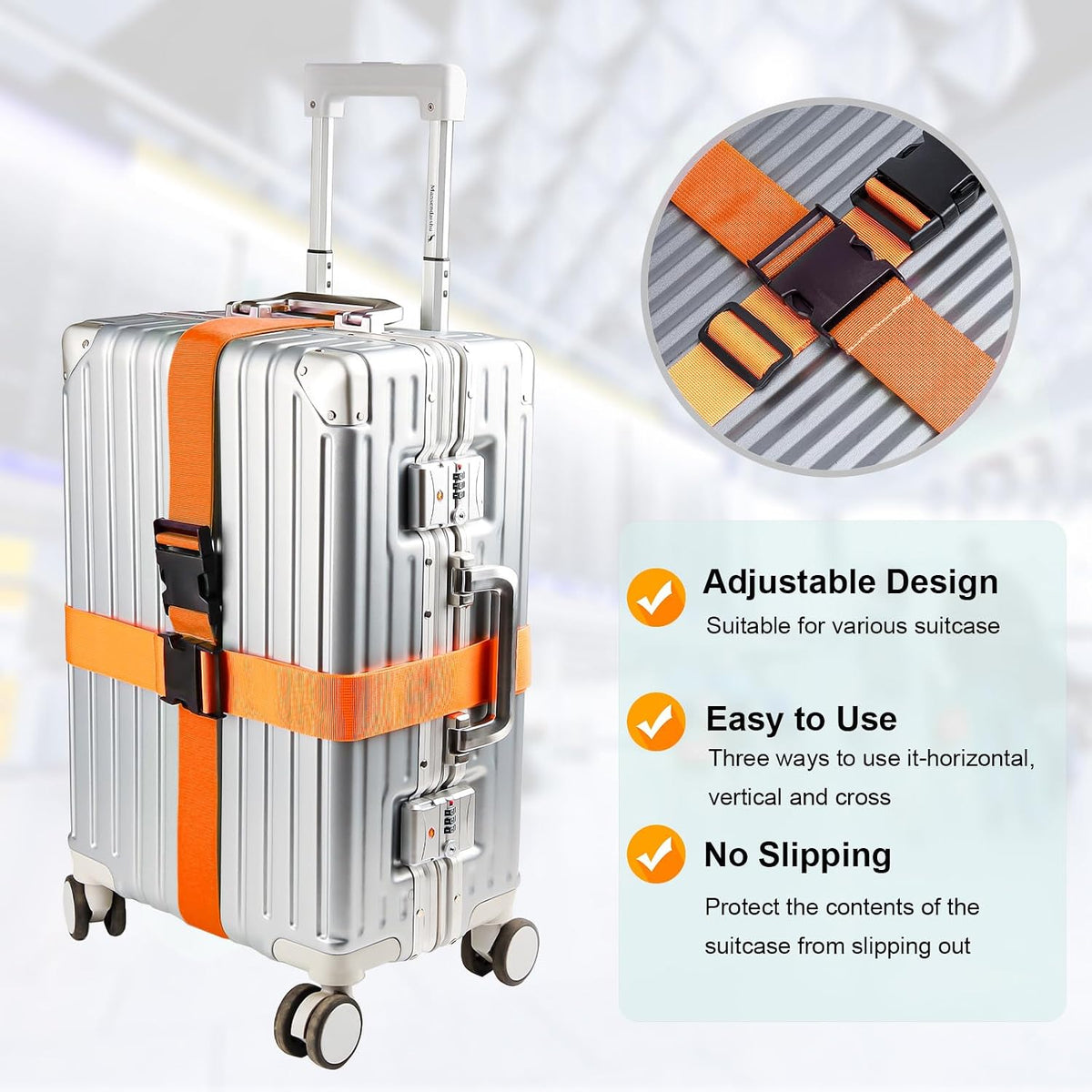 Luggage Straps for Suitcases TSA Approved, Travel Belt Suitcase Belt, Suitcase Straps TSA Approved, Luggage Belt Strap TSA Approved, Travel Straps for Luggage, Luggage Band Bag Straps 4 Pack
