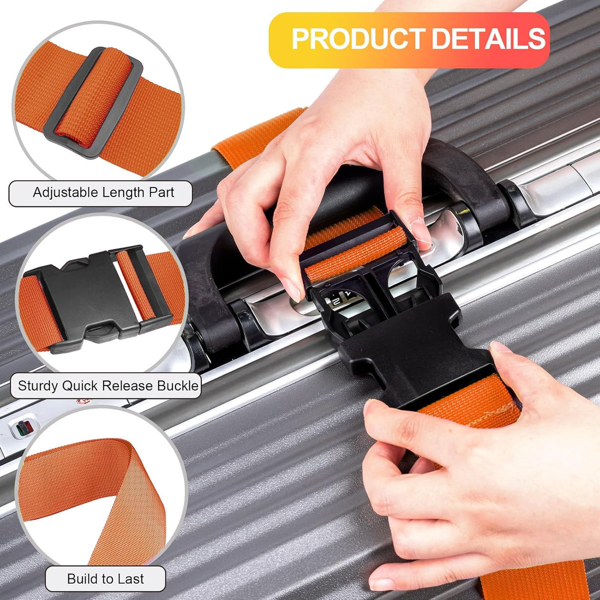 Luggage Straps for Suitcases TSA Approved, Travel Belt Suitcase Belt, Suitcase Straps TSA Approved, Luggage Belt Strap TSA Approved, Travel Straps for Luggage, Luggage Band Bag Straps 4 Pack