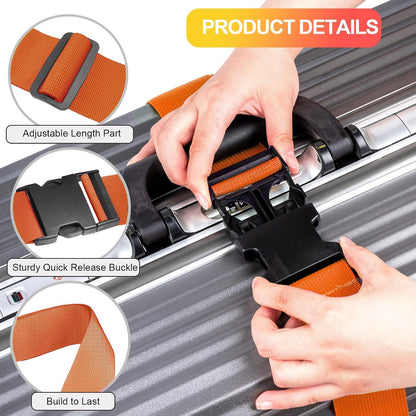 Luggage Straps for Suitcases TSA Approved, Travel Belt Suitcase Belt, Suitcase Straps TSA Approved, Luggage Belt Strap TSA Approved, Travel Straps for Luggage, Luggage Band Bag Straps 4 Pack