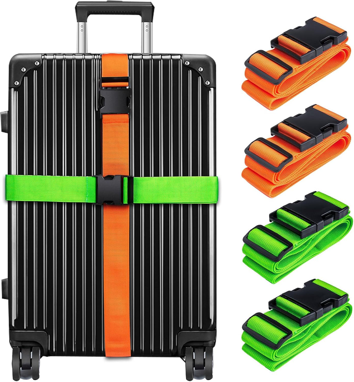 Luggage Straps for Suitcases TSA Approved, Travel Belt Suitcase Belt, Suitcase Straps TSA Approved, Luggage Belt Strap TSA Approved, Travel Straps for Luggage, Luggage Band Bag Straps 4 Pack