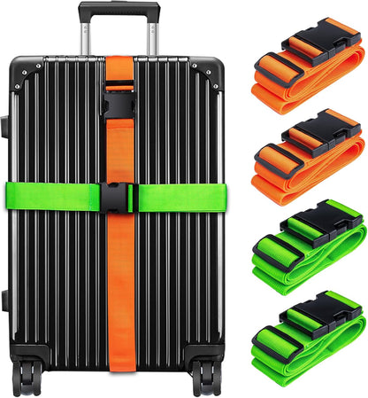 Luggage Straps for Suitcases TSA Approved, Travel Belt Suitcase Belt, Suitcase Straps TSA Approved, Luggage Belt Strap TSA Approved, Travel Straps for Luggage, Luggage Band Bag Straps 4 Pack