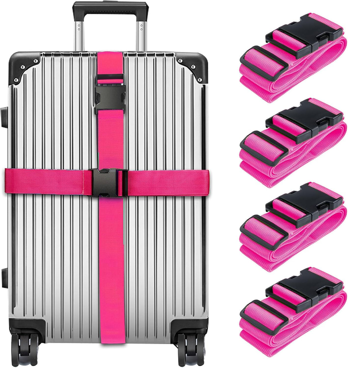 Luggage Straps for Suitcases TSA Approved, Travel Belt Suitcase Belt, Suitcase Straps TSA Approved, Luggage Belt Strap TSA Approved, Travel Straps for Luggage, Luggage Band Bag Straps 4 Pack
